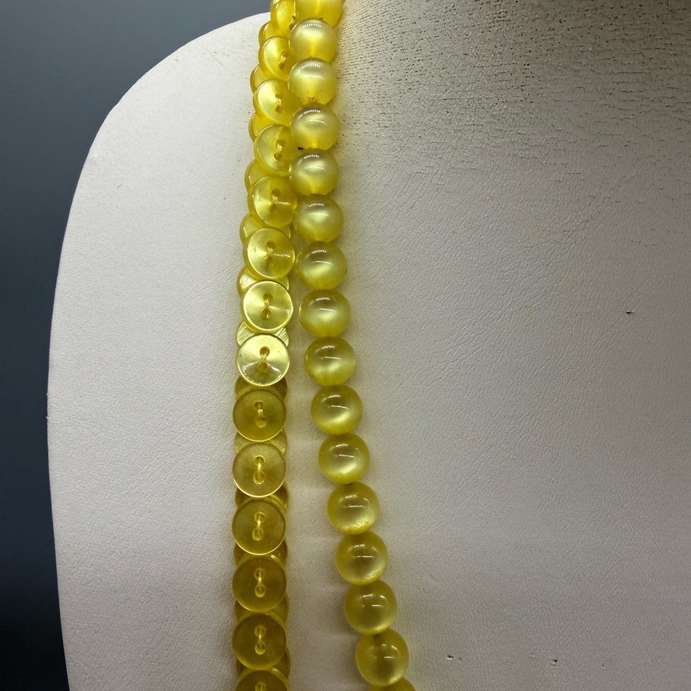 Unique Set Of Two Vintage Yellow Necklaces